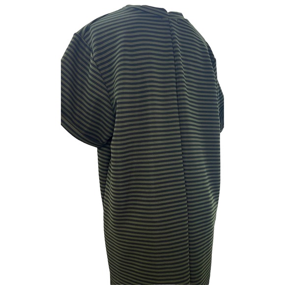 Poof New York Shirt Dress Womens 2XL Green‎ Black Striped Ladies Plus - Picture 2 of 8